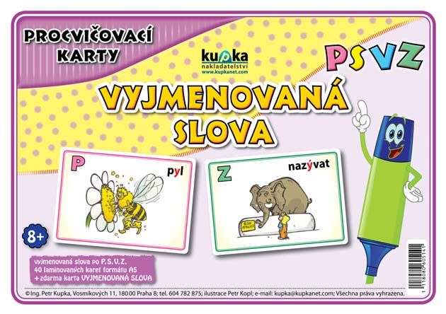Procvičovací karty - vyjmenovaná slova PSVZ nakladatelství Kupka