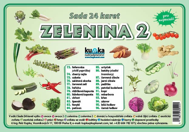 Sada 24 karet - zelenina 2 nakladatelství Kupka