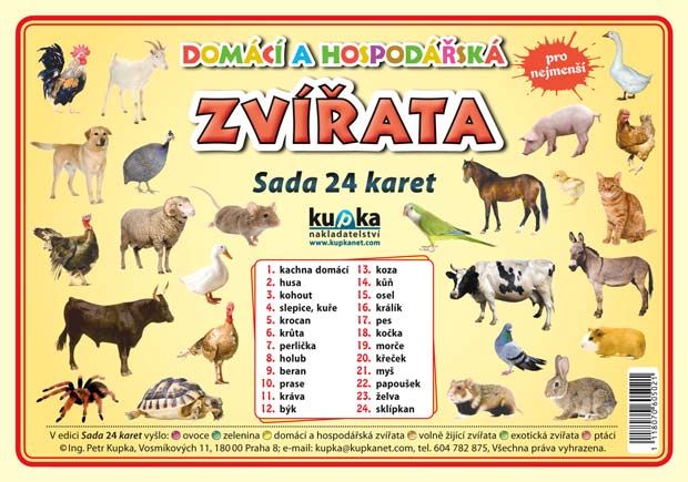 Sada 24 karet - zvířata domácí nakladatelství Kupka