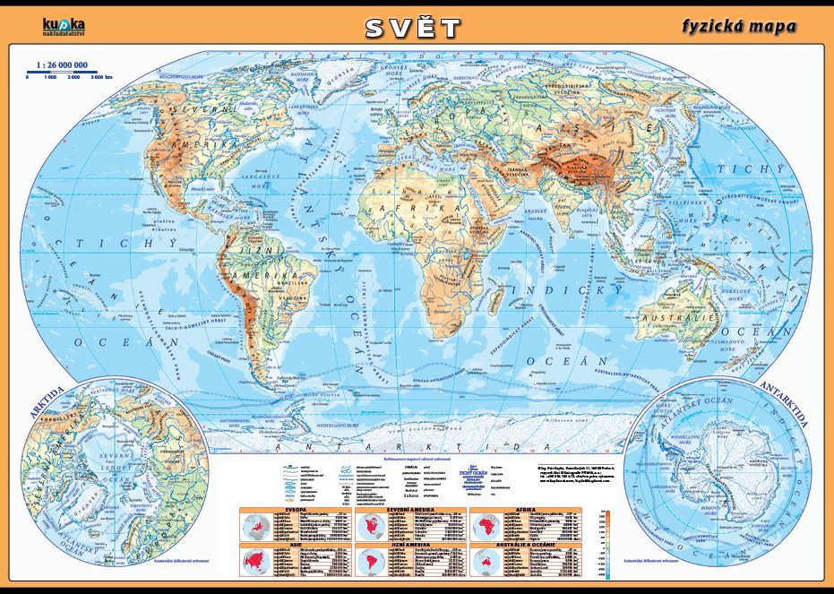 Svět - fyzická mapa